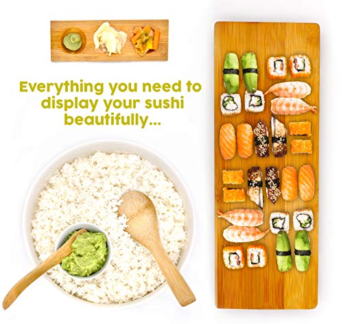 Grow Your Pantry Sushi and Maki Making Kit - with Sushi Rolling Mat, Bamboo Maki Mold and Japanese Sauce Tray. Plus Chopsticks and Spreader paddles. T