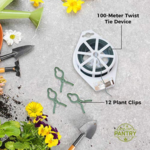 tomato cages, twist tie device and plant clips