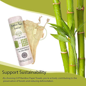 Grow Your Pantry Bamboo Paper Towels - 1 Pack Paper Towels Viscose Made From Bamboo - Eco Friendly Paper Towels, Machine Washable & Reusable Up To 50 Uses - Comes with Two Cotton Storage Bags