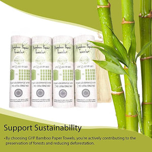 Grow Your Pantry Bamboo Paper Towels - 4 Pack Paper Towels Viscose Made From Bamboo - Eco Friendly Paper Towels, Machine Washable & Reusable Up To 50 Uses - Comes with Two Cotton Storage Bags