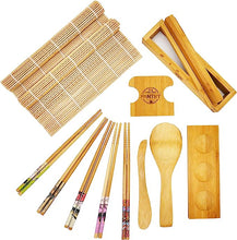 Load image into Gallery viewer, GROW YOUR PANTRY Bamboo Sushi and Maki Making Kit - With Bamboo Sushi Rolling Mat, Maki Mold, Japanese Sauce Tray, Plus Chopsticks and More. Best Sushi Making Kit for Sushi Lovers